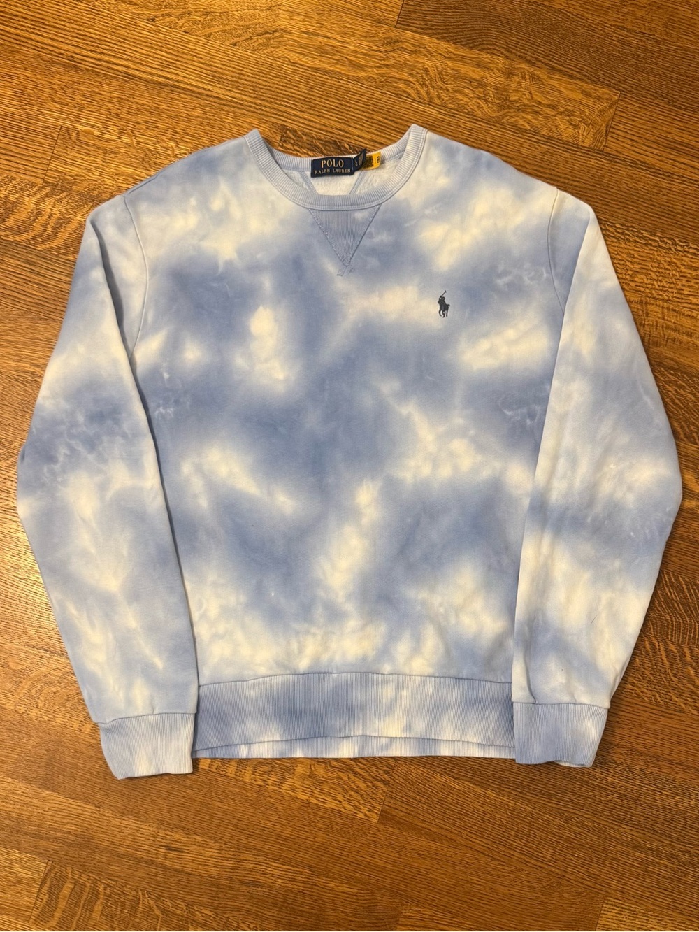 Ralph Lauren Men’s Blue & White Tie-Dye Crewneck Sweatshirt Size Large Like New
